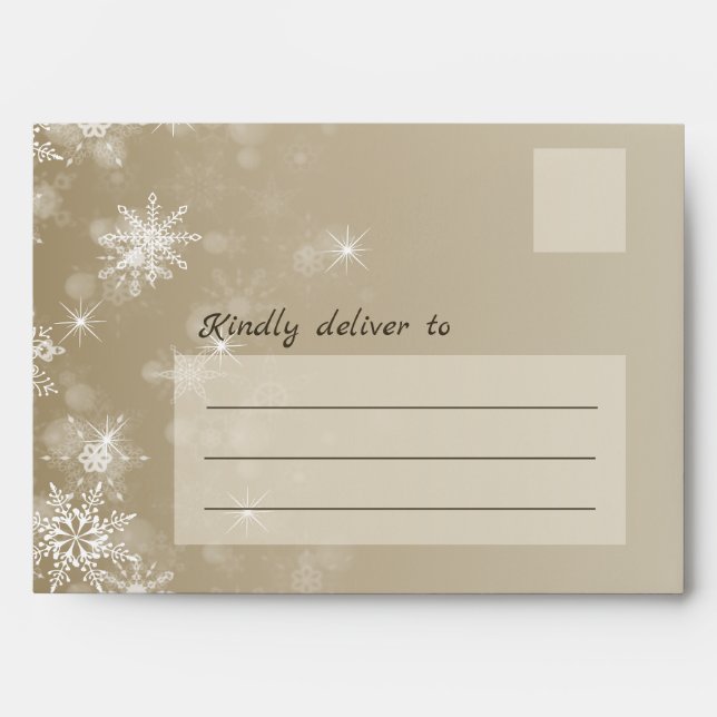 Merry Christmas Snowflakes Beige Holiday Envelope (Front)