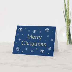 Merry Christmas Snowflakes Blank Blue Holiday Card