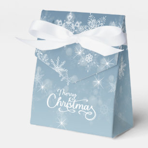 Merry Christmas Snowflakes Blue Holiday Favour Box