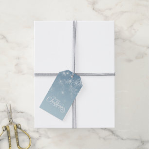 Merry Christmas Snowflakes Blue Holiday Gift Tags