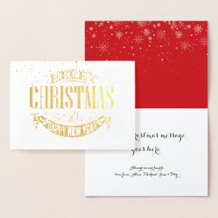 Merry Christmas Snowflakes Classic Chic Gold Foil Card