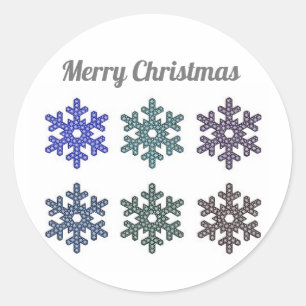 Merry Christmas Snowflakes Classic Round Sticker