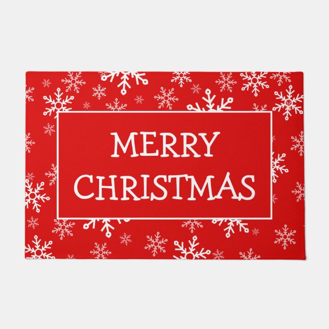 Merry Christmas Snowflakes Doormat (Front)