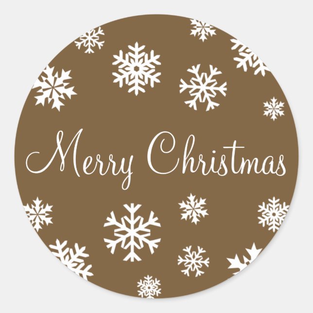 Merry Christmas Snowflakes Envelope Sticker Seal (Front)