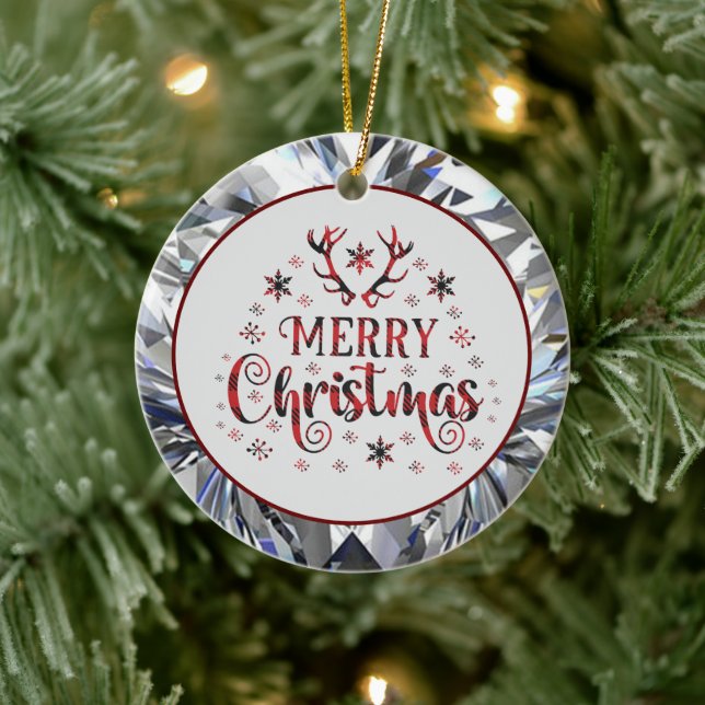 Merry Christmas Snowflakes, Happy New Year Ceramic Ceramic Ornament (Tree)