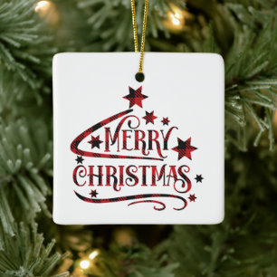 Merry Christmas Snowflakes, Happy New Year Ceramic Ornament