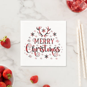 Merry Christmas Snowflakes, Happy New Year Napkin