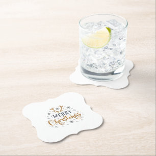 Merry Christmas Snowflakes, Happy New Year Paper Coaster