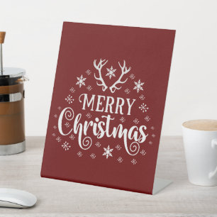 Merry Christmas Snowflakes, Happy New Year Pedestal Sign