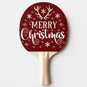 Merry Christmas Snowflakes, Happy New Year Ping Pong Paddle
