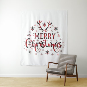 Merry Christmas Snowflakes, Happy New Year Tapestry