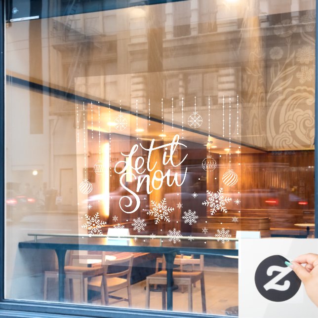 Merry Christmas Snowflakes, Happy New Year Window  (Cafe Window)