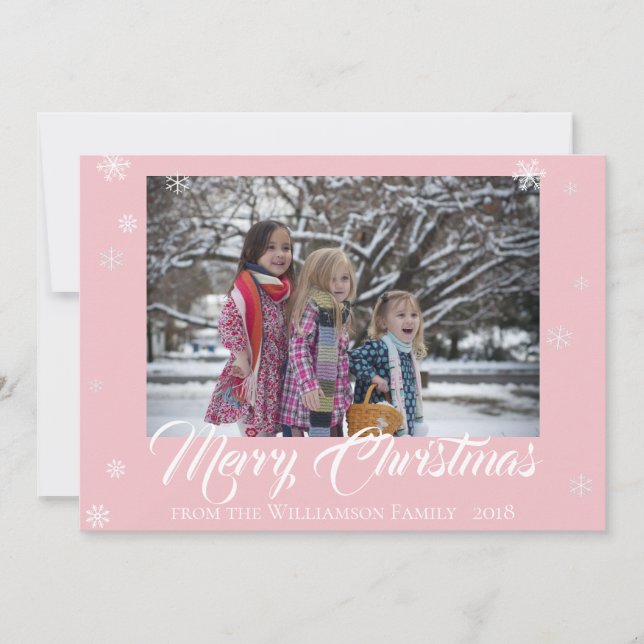 Merry Christmas Snowflakes Holiday Photo Card (Front)