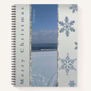 Merry Christmas Snowflakes Monogram Notebook