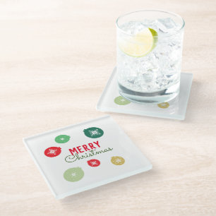 Merry Christmas Snowflakes Ornament Glass Coaster