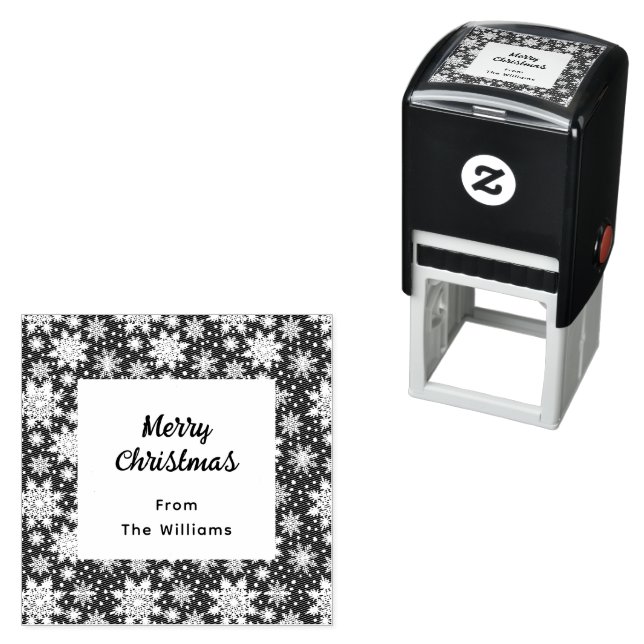 Merry Christmas  Snowflakes Pattern Self-inking Stamp (In Situ)