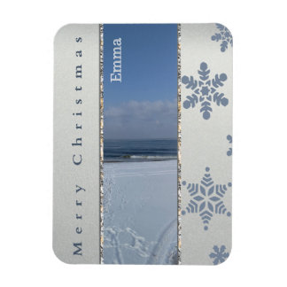 Merry Christmas Snowflakes Personalised Magnet