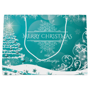 Merry Christmas Snowflakes Tree Flowers & Stars  H Large Gift Bag