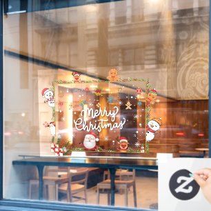Merry Christmas Snowflakes With Santa Window Cling