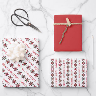 Merry Christmas & Snowflakes  Wrapping Paper Sheet