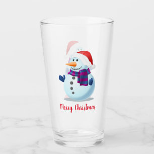 Merry Christmas Snowman 1 Glass