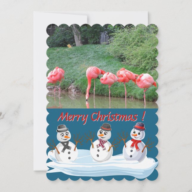 Merry Christmas snowman 1 photo custom Holiday Card (Front)