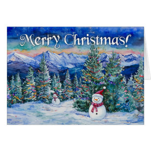 Merry Christmas Snowman - 5" x 7" Art Card