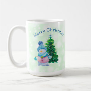 Merry Christmas, Snowman and Christmas Tree Coffee Mug