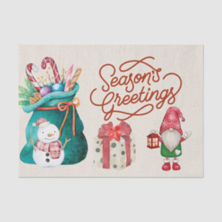 Merry Christmas Snowman and Gnome Tissue Paper