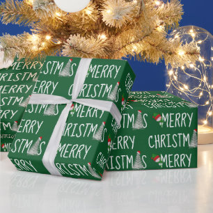 Merry Christmas Snowman and Tree in Snowflakes  Wrapping Paper