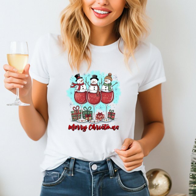 Merry Christmas Snowman and Wine  T-Shirt (Creator Uploaded)