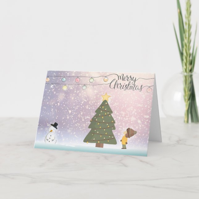 Merry Christmas Snowman/Boy Greeting Card (Front)