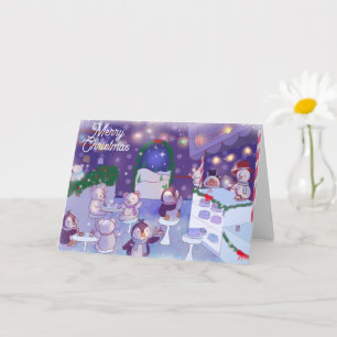 Merry Christmas Snowman Cafe  Card