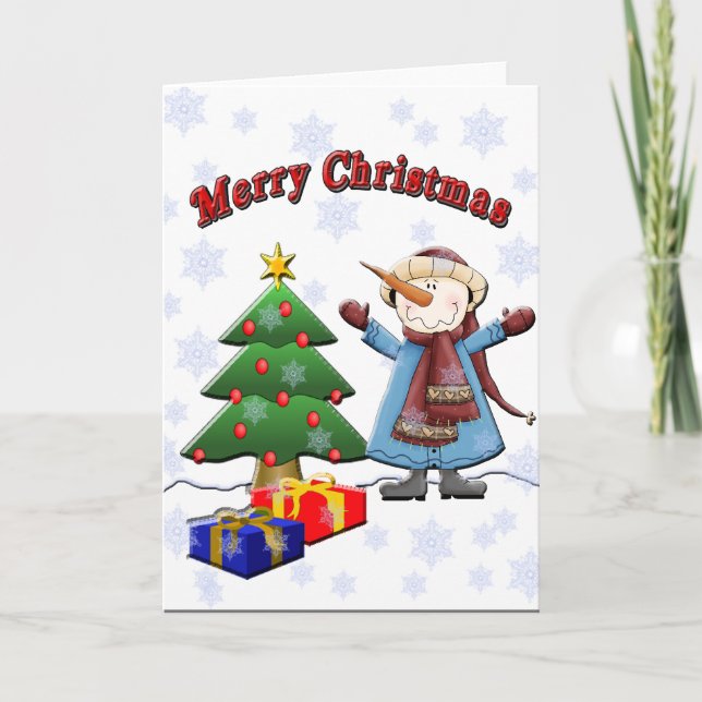 Merry Christmas Snowman Card (Front)