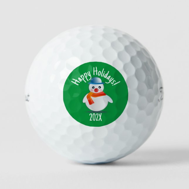 Merry Christmas Snowman Custom Golf Ball (Front)