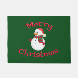 Merry Christmas Snowman Door Mat