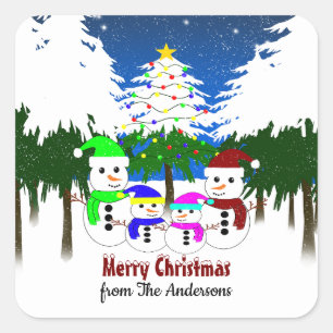 Merry Christmas! Snowman Family Stickers