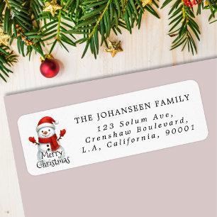 Merry Christmas Snowman Festive Return Address Label