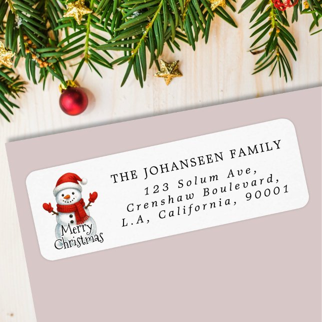 Merry Christmas Snowman Festive Return Address Label (Creator Uploaded)