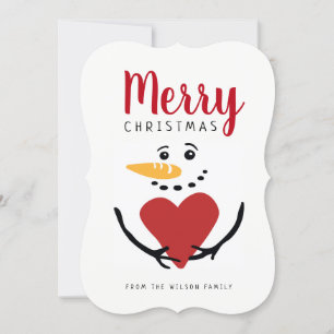 Merry Christmas Snowman Flat Card