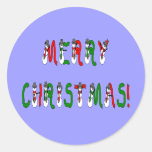 Merry Christmas Snowman Font Sticker