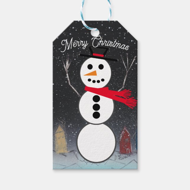 Merry Christmas Snowman Gift Tags (Front)