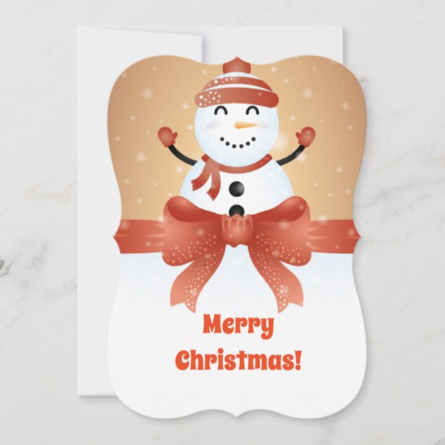 Merry Christmas Snowman Holiday Card (Front)