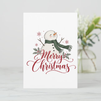 Merry Christmas Snowman Holiday Card