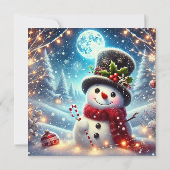 Merry Christmas Snowman Holiday Card (Front)