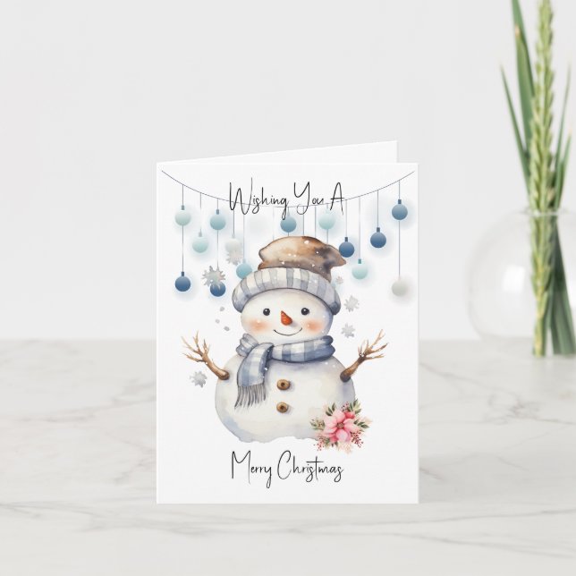 Merry Christmas Snowman Holiday Card (Front)