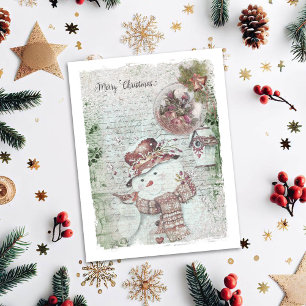 Merry Christmas Snowman Holiday Card