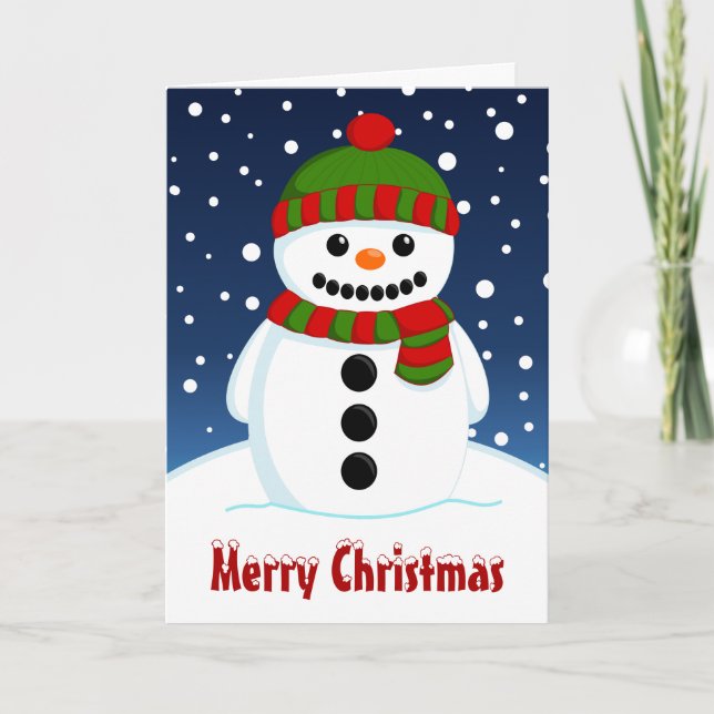 Merry Christmas Snowman Holiday Card (Front)