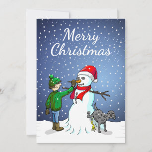 Merry Christmas Snowman Holiday Card