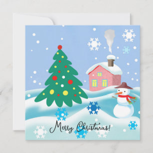 Merry Christmas snowman Holiday Card